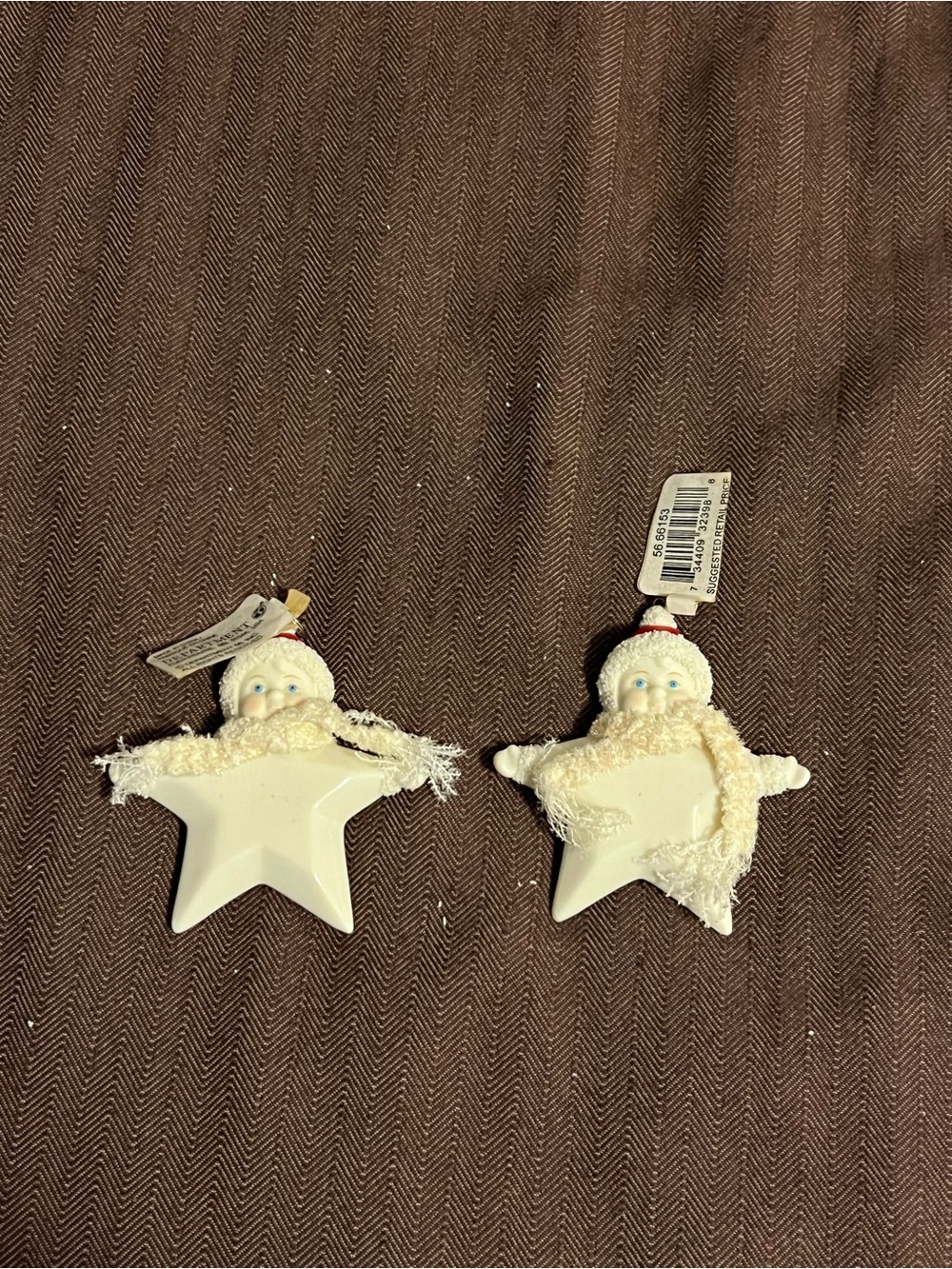 Vintage Lot Of 2 Dept 56 Snow Babies Christmas Ornaments Department Star